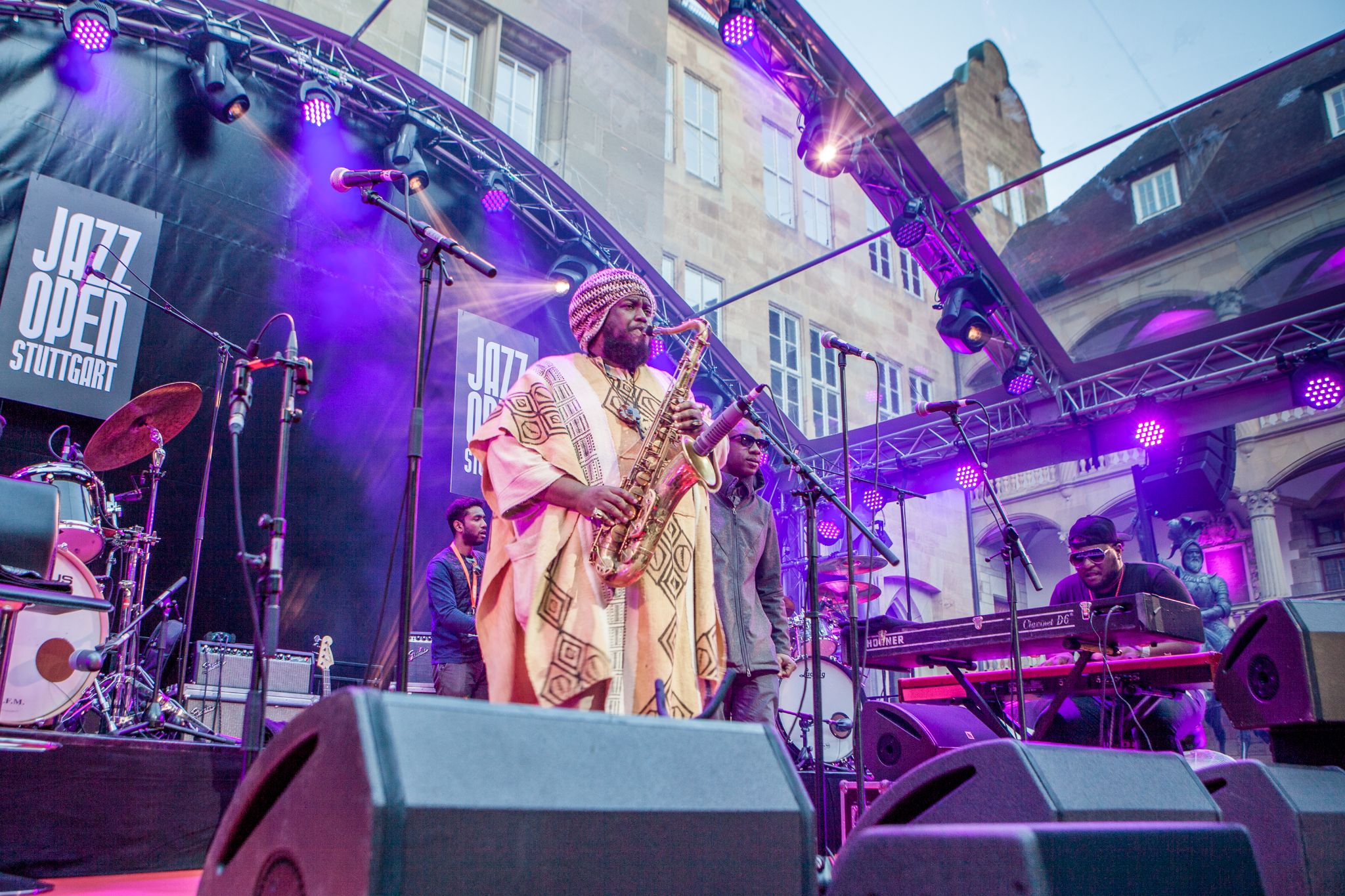 Kamasi Washington performing at the Altes Schloss at the Stuttgart Jazz Open 2017.
