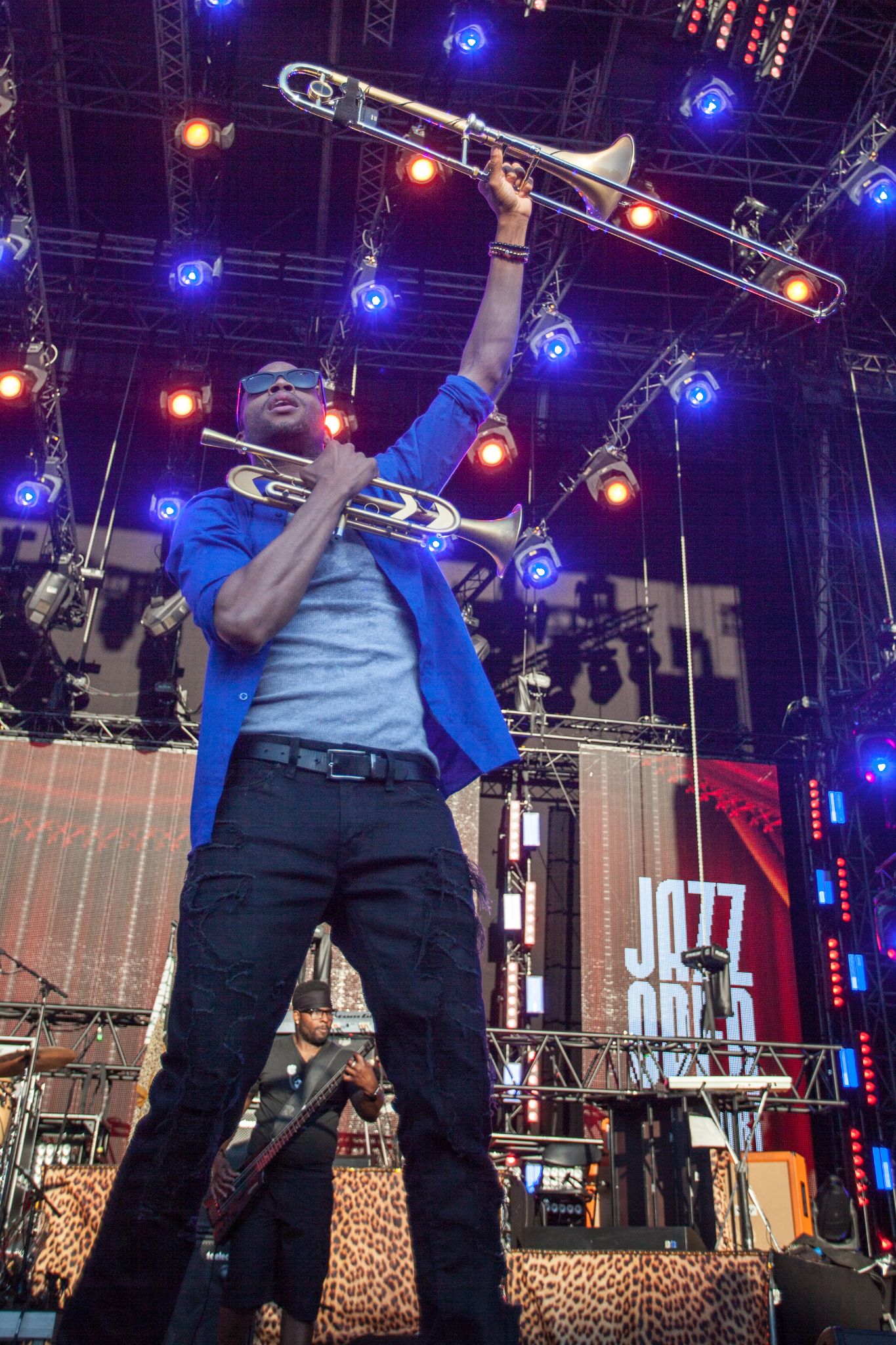 Trombone Shorty performs at the Schlossplatz during the Stuttgart Jazz Open